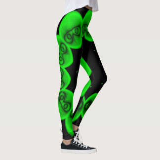 Kreisförmiger Helliggrüner Außerirdischer Abstract Leggings