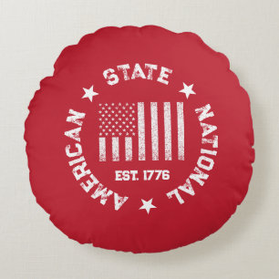 Kreisförmiger Stempel Amerikanischer Staat Nationa Rundes Kissen