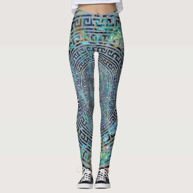Kreisförmiges griechisches Windungs-Muster - Leggings (Vorderseite)