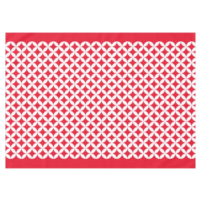 Kreislaufmuster weiß und rot Tischdecken (Vorderseite (Horizontal))