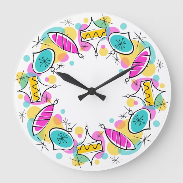 Kreisuhr für Retro Tree Baubles Große Wanduhr (Vorderseite)