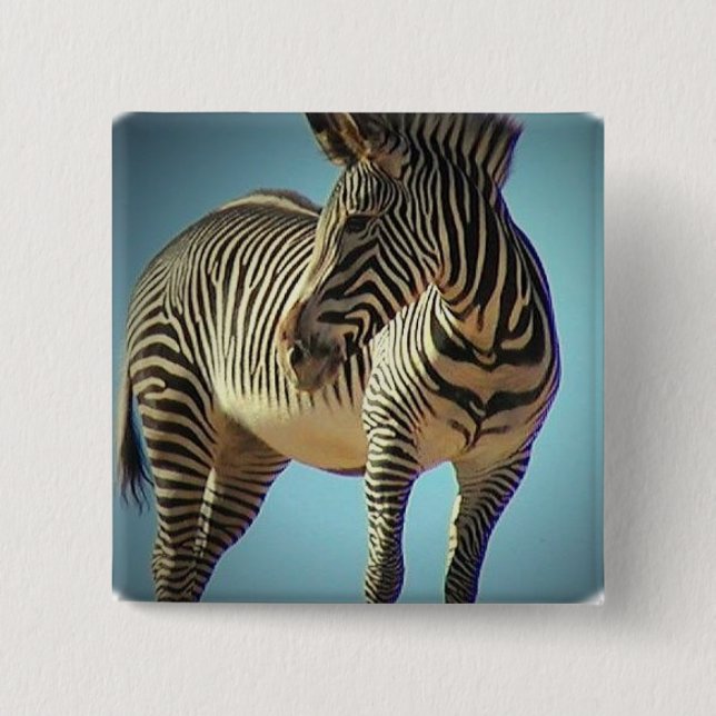 Kreiszebra-Quadrat-Button Button (Vorderseite)