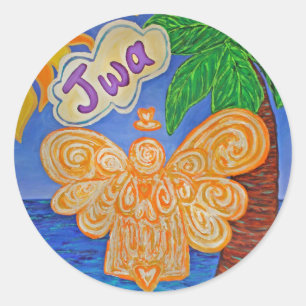 kreolische Karibik Engel Art Decal Stickerss Runder Aufkleber