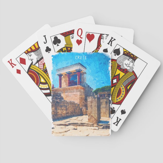 Kreta Griechenland Antiker Tempel Wasserfarbe Spielkarten (Rückseite)