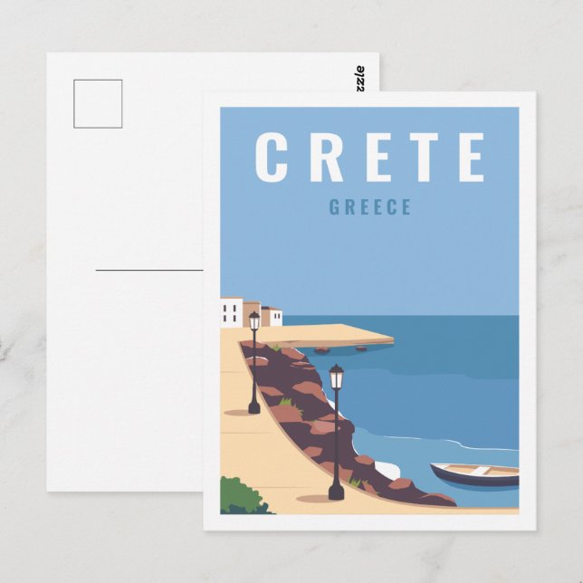 Kreta Griechenland Bekannter Reiseort Illustration Postkarte (Vorne/Hinten)