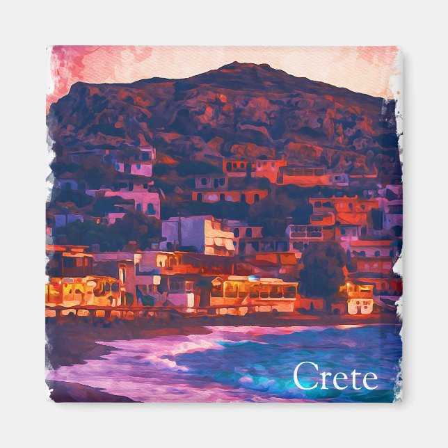Kreta Griechenland Griechische Insel Aquarellmaler Magnet (Vorne)