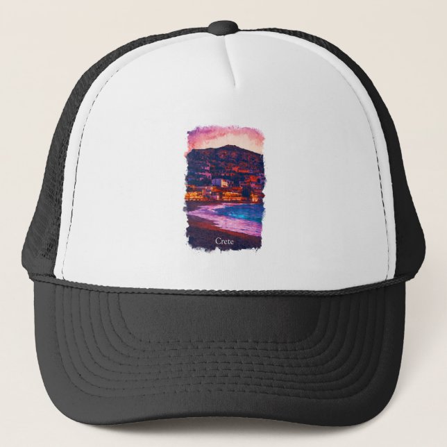 Kreta Griechenland Griechische Insel Aquarellmaler Truckerkappe (Vorderseite)