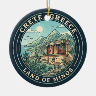 Kreta Griechenland Illustration Reise Kunst Abzeic Keramik Ornament
