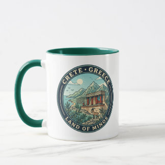 Kreta Griechenland Illustration Reise Kunst Abzeic Tasse