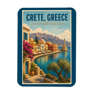 Kreta Griechenland Illustration Reise Kunst Vintag Magnet