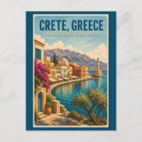 Kreta Griechenland Illustration Reise Kunst Vintag