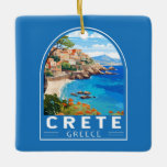 Kreta Griechenland Reisen Kunst Vintag Keramikornament<br><div class="desc">Kreatives Retro-Vektordesign. Kreta ist die größte Insel Griechenlands und die fünftgrößte im Mittelmeer.</div>