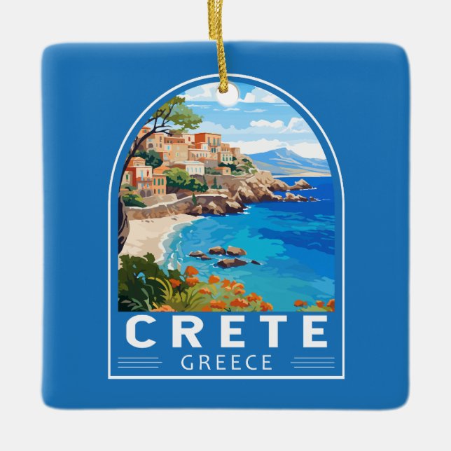 Kreta Griechenland Reisen Kunst Vintag Keramikornament (Vorderseite)