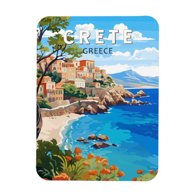 Kreta Griechenland Reisen Kunst Vintag Magnet (Vertikal)