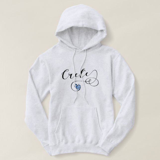 Kreta Heart Flag, Griechenland, Kreta Hoodie (Design vorne)