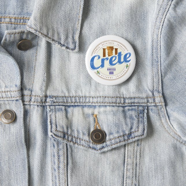 Kreta Island Griechenland Retro Vintag Holiday Sou Button (Beispiel)