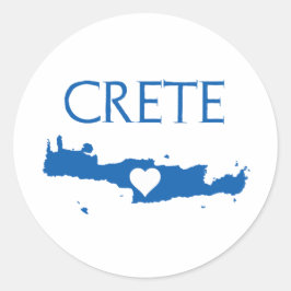 Kreta Karte Blau und Weiß Runder Aufkleber