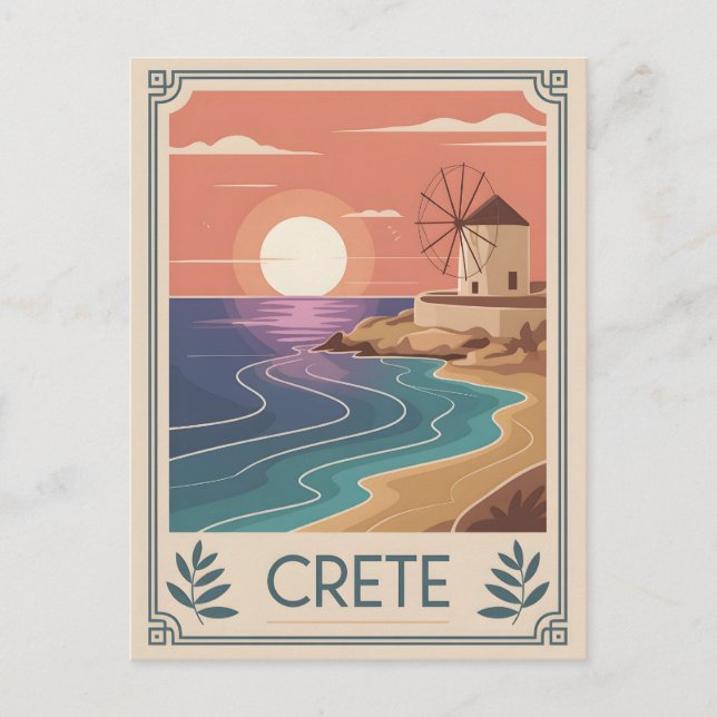 Kreta Vintag minimalistisch Postkarte (Vorderseite)