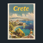 Kreta Vintag Postkarte<br><div class="desc">Eine lebendige und nostalgische Darstellung Kretas, der größten griechischen Insel, die für ihre vielfältigen Landschaften und das reiche kulturelle Erbe gefeiert wurde. Das Design zeichnet sich durch die dramatische Küste der Insel aus, mit kristallklarem Wasser und goldenen Stränden, alten Ruinen wie dem Palast von Knossos und charmanten Dörfern wie Chania...</div>