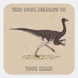 Kretakisches Dinosaurier Ornithomimus-Buchzeichen Quadratischer Aufkleber