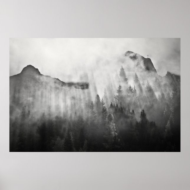 Kreuz auf den Foggy Mountains Poster (Vorne)