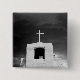 Kreuz auf der ältesten Kirche, San Miguel, Santa F Button