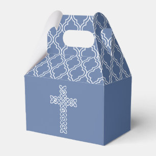Kreuz auf der blauen grauen ersten Kommune Geschenkschachtel