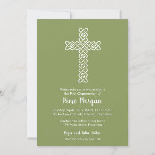 Kreuz auf Moss Green Christening, Taufe lädt ein