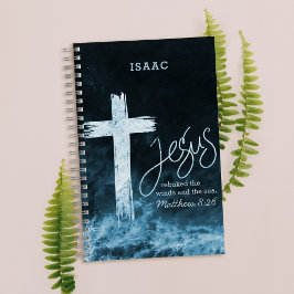 Kreuz auf Raging Water Bible Verse Personalisiert Notizbuch