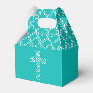 Kreuz auf Robin's Egg Blue First Communion Geschenkschachtel