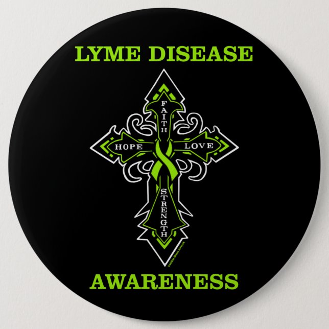 Kreuz/Bewusstsein.. Lyme-Krankheit Button (Vorderseite)