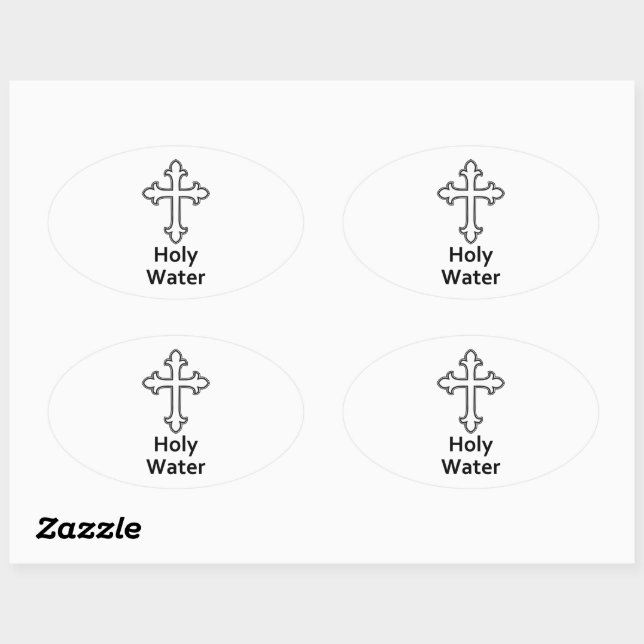Kreuz Christliche Kirche Heiliges Wasser Ovaler Aufkleber (Blatt)