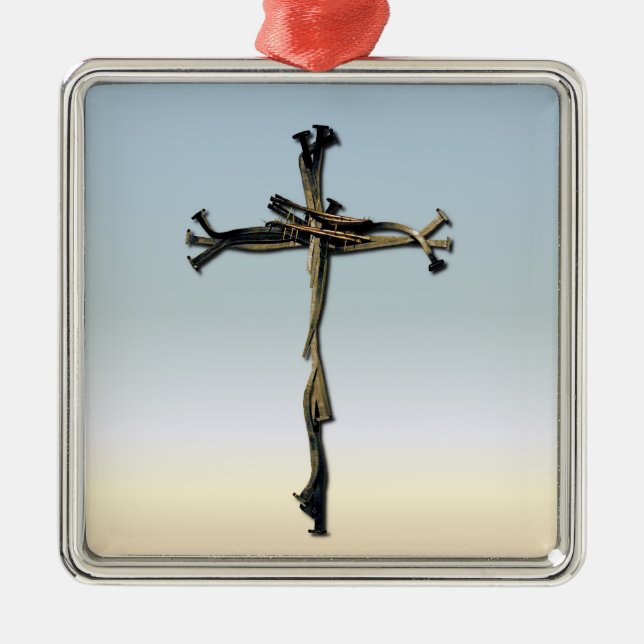 Kreuz der Nägel Jesus retten rustikales Ornament Aus Metall (Vorne)