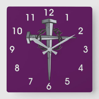 Kreuz der Nägel und der Dornenuhr Quadratische Wanduhr
