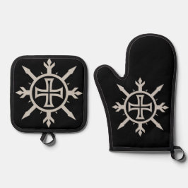 "Kreuz-Emblem" Ofenhandschuh & Topflappen-Set