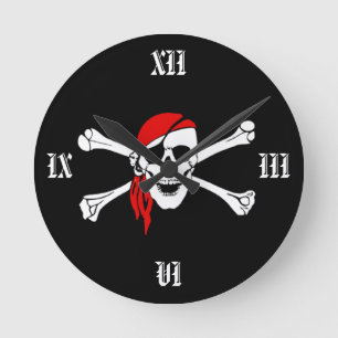 Kreuz entbeint Piraten-Wanduhr Runde Wanduhr