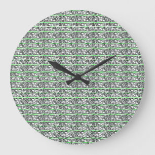 Kreuz-Filigran-Design grünes Muster Große Wanduhr