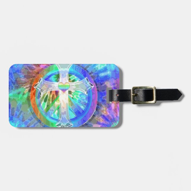 Kreuz, Friedenszeichen Gepäckanhänger (Vorderseite horizontal)