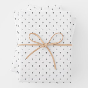 Kreuz - Graue Geschenkpapierbögen Geschenkpapier Set