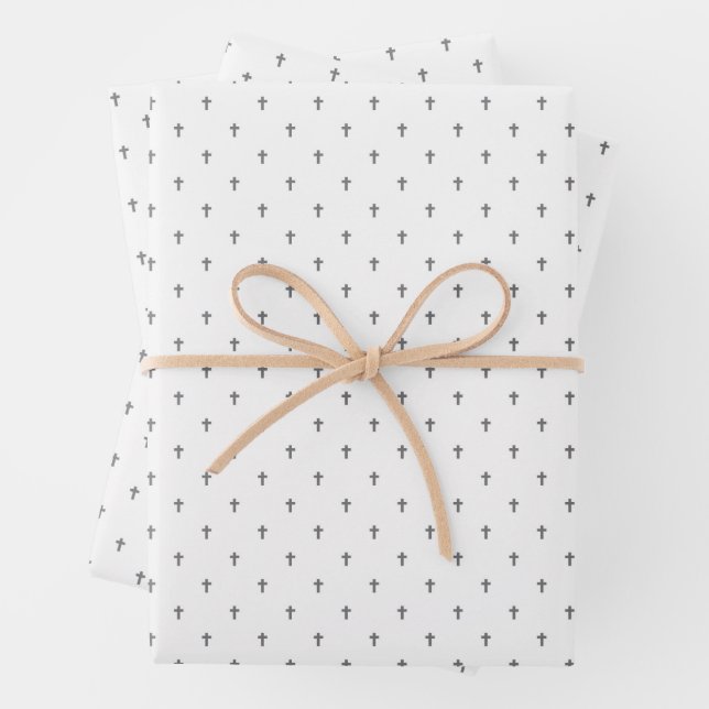 Kreuz - Graue Geschenkpapierbögen Geschenkpapier Set (Beispiel)