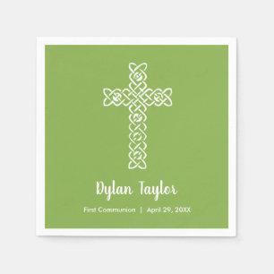 Kreuz   Grüne Kommunion Taufe Christening Serviette