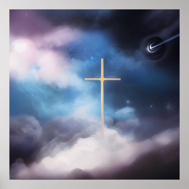 Kreuz in den Wolken Poster (Vorne)