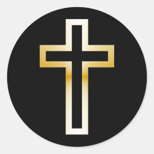 Kreuz in schwarzblauem Gold oder Silber Runder Aufkleber