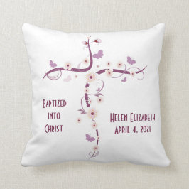 Kreuz mit Blume-Buttery-BaptIsmal-Keepake-Kissen Kissen