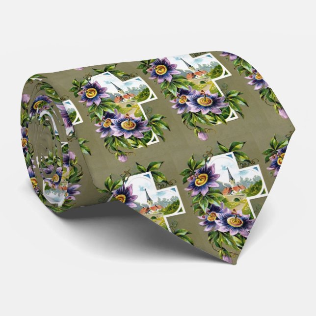 Kreuz mit Clematis-Blumen Krawatte (Gerollt)