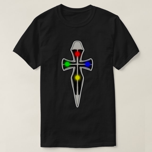 Kreuz mit Edelsteinen T-Shirt (Design vorne)