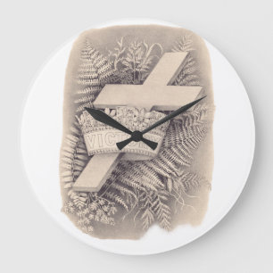 Kreuz mit einer Krone und Sieg Große Wanduhr