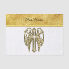 Kreuz mit Flügeln und weißer und goldener Folie Seidenpapier