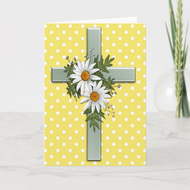 Kreuz mit Gänseblümchen-hübscher christlicher Dankeskarte (Vorderseite)