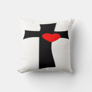 KREUZ MIT ROTEM HERZ KISSEN